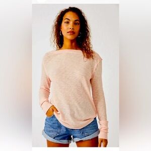 Free people we the free peach off shoulder drapey Long Sleeve Top large